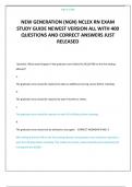 NEW GENERATION &lpar;NGN&rpar; NCLEX RN EXAM STUDY GUIDE NEWEST VERSION ALL WITH 400 QUESTIONS AND CORRECT ANSWERS JUST RELEASED 