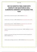 BIO 210 GENETICS FINAL EXAM WITH COMPLETE 200 QUESTIONS & WELL ELABORATED ANSWERS JUST RELEASED THIS YEAR