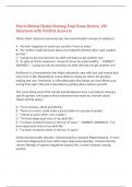Psych&sol;Mental Health Nursing Final Exam Review 100 Questions with Verified Answers&comma;100&percnt; CORRECT