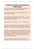 Prosthetics & Orthotics Final questions with verified answers