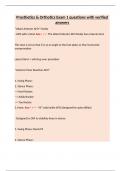 Prosthetics & Orthotics Exam 1 questions with verified answers