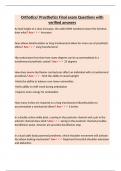 Orthotics&sol; Prosthetics Final exam Questions with verified answers