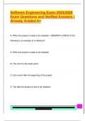 Software Engineering Exam 2025&sol;2026  Exam Questions and Verified Answers &vert;  Already Graded A&plus; 