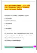 NURP 424 Pharm Exam 1 2025/2026  Exam Questions with 100% Correct  Answers | Latest Update 