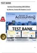 Test Bank For Survey of Accounting 10th Edition by Carl Warren&comma; Amanda Farmer&comma; Jefferson P&period; Jones All 1-14 Chapters Covered &comma;Latest Edition