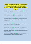 Section 2&colon; Characteristics of Learners with  Various Learning Needs UPDATED  ACTUAL  Exam Questions and CORRECT  Answers