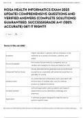 HOSA HEALTH INFORMATICS EXAM 2025 UPDATE&vert; COMPREHENSIVE QUESTIONS AND VERIFIED ANSWERS &lpar;COMPLETE SOLUTIONS&rpar; GUARANTEED&period; SUCCESS&vert;GRADE A&plus;&excl;&excl; &lpar;100&percnt; ACCURATE&rpar; GET IT RIGHT&excl;&excl;