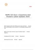 NURS 323 Quiz 1 Questions And Answers Latest Updates 2025