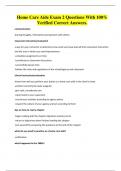 Home Care Aide Exam 2 Questions With 100&percnt; Verified Correct Answers&period;