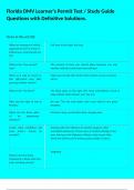 Florida DMV Learner's Permit Test &sol; Study Guide Questions with Definitive Solutions&period;