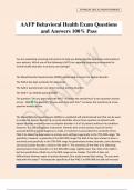 AAFP Behavioral Health Exam Questions and Answers 100&percnt; Pass