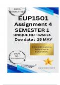 EUP1501 Assignment 4 &lpar;COMPLETE ANSWERS&rpar; Semester 1 2025 &lpar;825074&rpar; - DUE 15 May 2025
