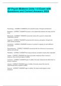 AP Psych Midterm Units 1-5 Exam with Questions and Correct Answers 2025&period;