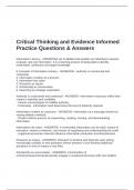 Critical Thinking and Evidence Informed Practice Questions & Answers