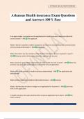 Arkansas Health insurance Exam Questions and Answers 100&percnt; Pass