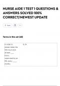 NURSE AIDE 1 TEST 1 QUESTIONS & ANSWERS SOLVED 100&percnt; CORRECT&sol;NEWEST UPDATE