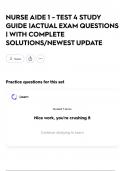 NURSE AIDE 1 - TEST 4 STUDY GUIDE &vert;ACTUAL EXAM QUESTIONS &vert; WITH COMPLETE SOLUTIONS&sol;NEWEST UPDATE