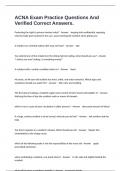 ACNA Exam Practice Questions And Verified Correct Answers&period;