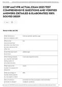 CCRP AACVPR ACTUAL EXAM 2025 TEST COMPREHENSIVE QUESTIONS AND VERIFIED ANSWERS &lpar;DETAILED & ELABORATED&rpar; 100&percnt; SOLVED 2025&excl;&excl;