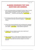 ALABAMA INSURANCE TEST 2025  QUESTIONS AND ANSWERS&period;