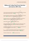Billing and Coding Final Exam Questions and Answers 100&percnt; Pass