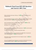 Hallmark Final Exam BSN-205 Questions and Answers 100&percnt; Pass