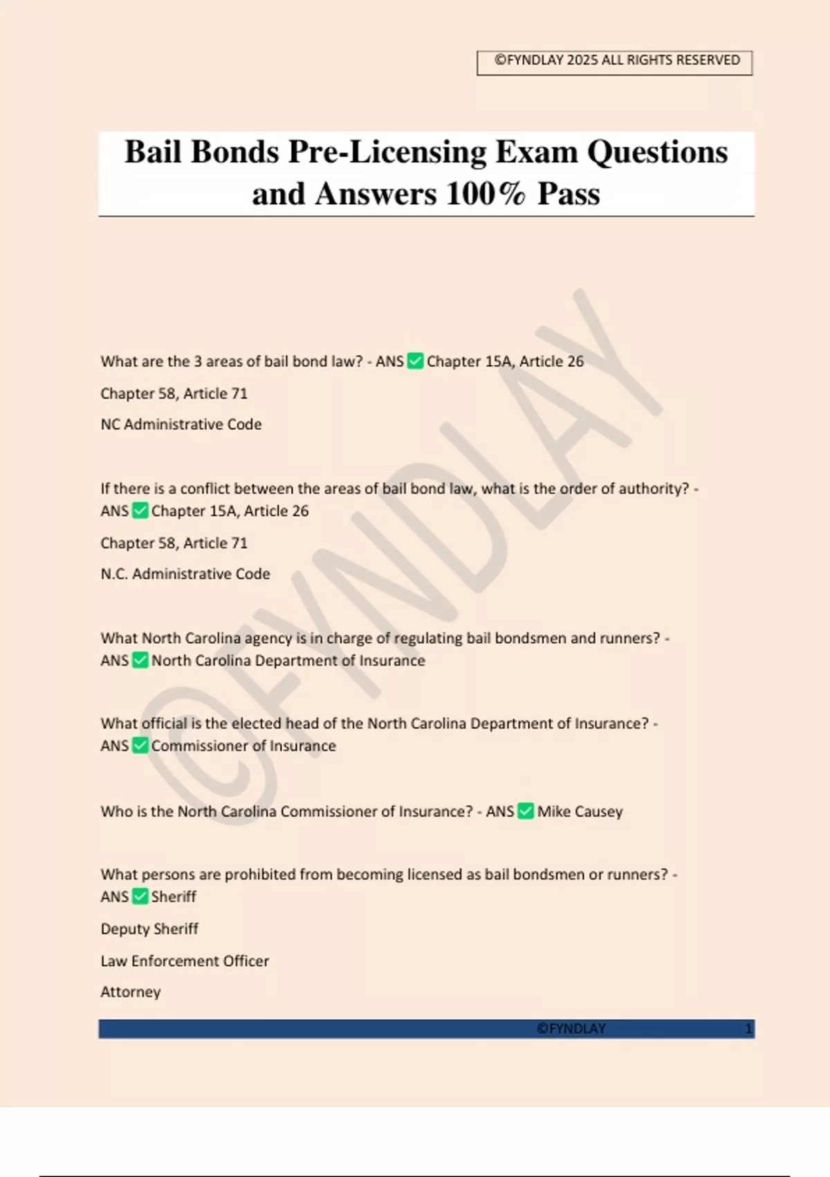 Bail Bonds Pre-Licensing Exam Questions and Answers 100% Pass - BAIL ...