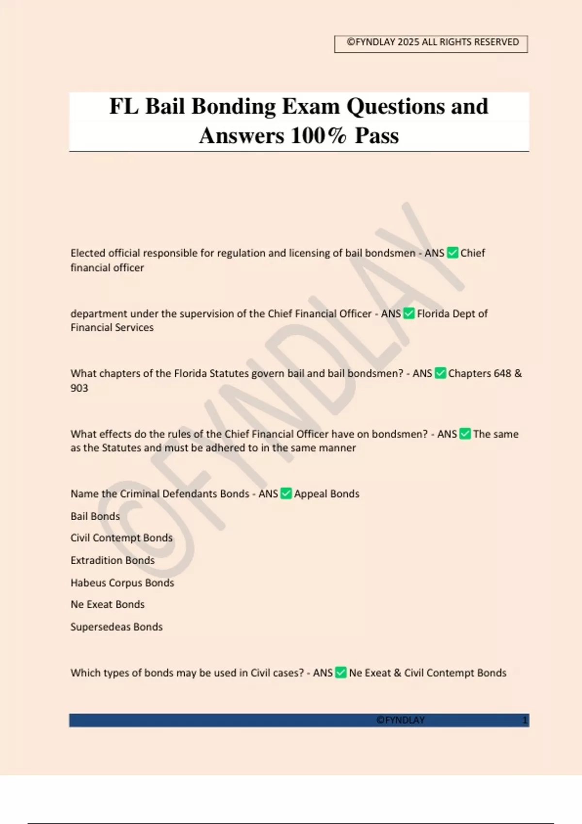 FL Bail Bonding Exam Questions and Answers 100% Pass - BAIL BOND ...