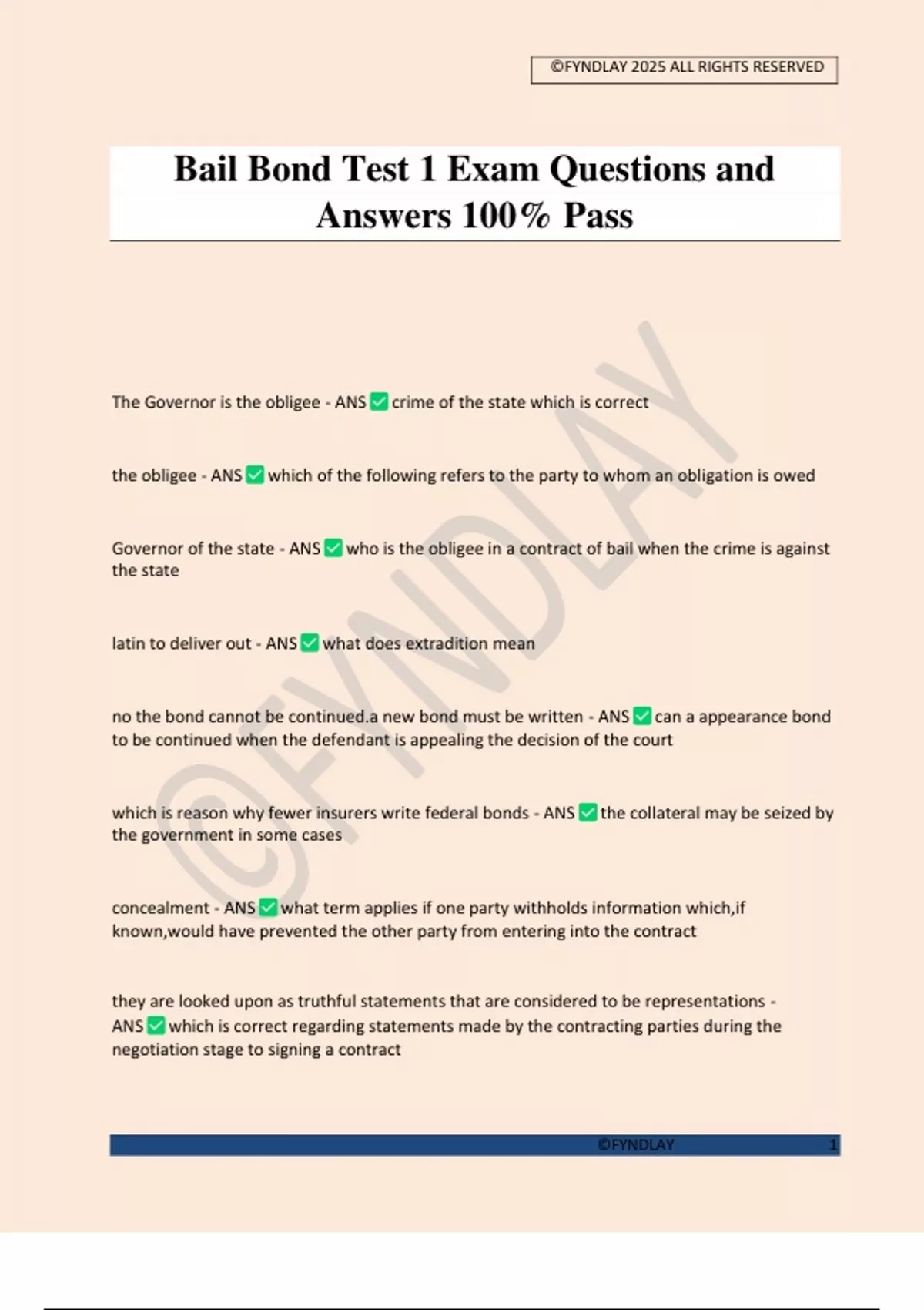Bail Bond Test 1 Exam Questions and Answers 100% Pass - BAIL BOND ...
