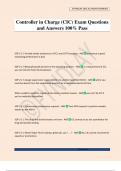 Controller in Charge &lpar;CIC&rpar; Exam Questions and Answers 100&percnt; Pass