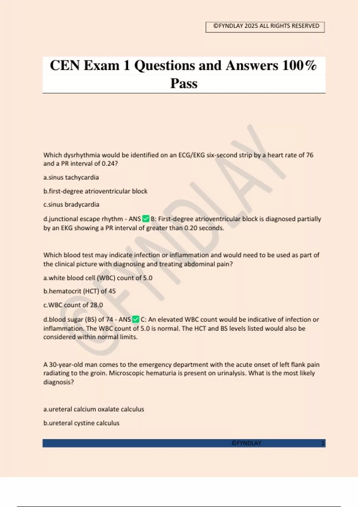 CEN Exam 1 Questions and Answers 100% Pass - CEN - Stuvia US