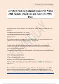Certified Medical-Surgical Registered Nurse 2025 Sample Questions and Answers 100&percnt; Pass