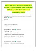 Micro Bio 3050 &lbrace;Clemson University&rcub;  Actual Exam Questions With Reviewed  100&percnt; Correct Detailed Answers   Guaranteed Pass&excl;&excl; 