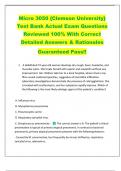 Micro 3050 &lbrace;Clemson University&rcub;  Test Bank Actual Exam Questions  Reviewed 100&percnt; With Correct  Detailed Answers & Rationales  Guaranteed Pass&excl;