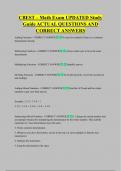CBEST &ndash; Math Exam UPDATED Study  Guide ACTUAL QUESTIONS AND  CORRECT ANSWERS 