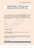 Critical Thinking - ATI&sol;Evolve Exam Questions and Answers 100&percnt; Pass