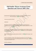DoD Insider Threat Awareness Exam Questions and Answers 100&percnt; Pass