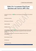 Ethics For Accountants Final Exam Questions and Answers 100&percnt; Pass