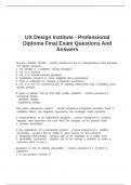 UX Design Institute - Professional Diploma Final Exam Questions And Answers