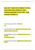   RNA TEST  EXAM WITH CORRECT ACTUAL QUESTIONS AND CORRECTLY WELL DEFINED ANSWERS LATEST 2025 - 2026 ALREADY GRADED A&plus;