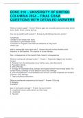 EOSC 210 &ndash; UNIVERSITY OF BRITISH COLUMBIA 2024 &ndash; FINAL EXAM QUESTIONS WITH DETAILED ANSWERS 
