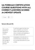 UA FOREMAN CERTIFICATION COURSE QUESTIONS WITH ALL CORRECT ANSWERS SCORED A&plus;&sol;NEWEST UPDATE