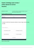 Grade 12 biology exam review &sol; of Key Quizzes & Correct Answers&period;