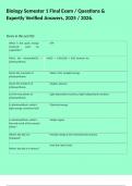 Biology Semester 1 Final Exam &sol; Questions & Expertly Verified Answers&comma; 2025 &sol; 2026&period;