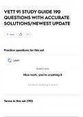 VETT 91 STUDY GUIDE 190 QUESTIONS WITH ACCURATE SOLUTIONS&sol;NEWEST UPDATE
