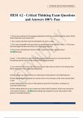 HESI A2 - Critical Thinking Exam Questions and Answers 100&percnt; Pass