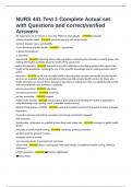 NURS 441 Test 1 Complete Actual set with Questions and correct&sol;verified Answers