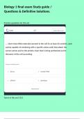Biology 1 final exam Study guide &sol; Questions & Definitive Solutions&period;