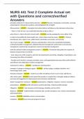 NURS 441 Test 2 Complete Actual set with Questions and correct&sol;verified Answers