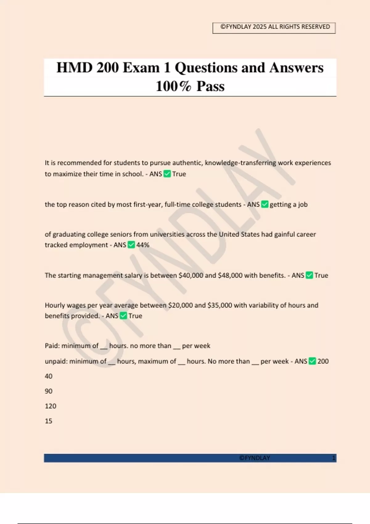 Hamd Test Questions HMD 200 Exam 1 Questions and Answers 100% Pass - HMD 200 - Stuvia US